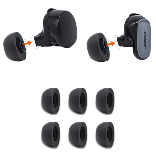 Comply Foam Ear Tips for Bose New QuietComfort, QuietComfort Ultra and QuietComfort II, Medium, 3 Pairs, Black, Ultimate Comfort, Unshakable Fit, Replacement Earbud Tip, Made in The USA