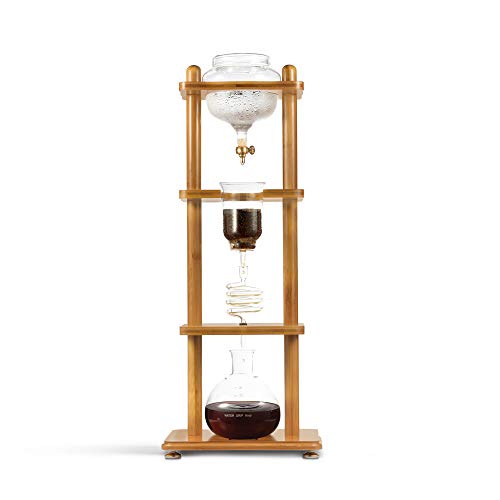 Yama Cold Brew Maker I Ice Coffee Machine With Slow Drip Technology I Makes 6-8 cups (32oz), Large Capacity Cold Brew Coffee Tower, Bamboo Straight Frame
