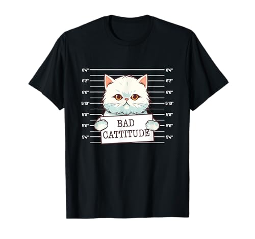 Bad Cattitude - Cat Lover Kitten Owner Kitty T-Shirt, Small, Black