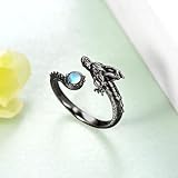 Dragon Ring 925 Sterling Silver Moonstone Black Dragon Rings Chinese Dragon Jewelry Gifts for Women Men