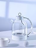 ASCOT Electric Kettle, Glass Electric Tea Kettle Gifts for Men/Women/Family 1.5L 1500W Borosilicate Glass Tea Heater, with Auto Shut-Off and Boil-Dry Protection (Polar White)