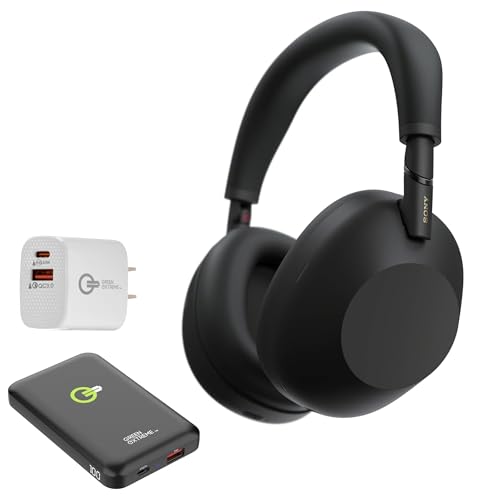 Sony WH-1000XM6 The Best Wireless Noise Canceling Headphones + Portable Charger + 20W 2-Port Wall Charger (Black)