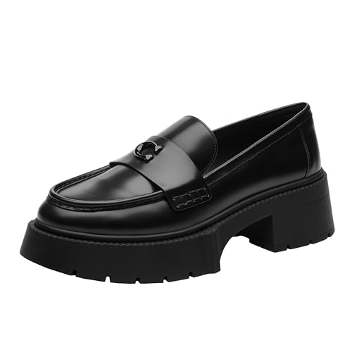 Coach Women's Leah Platform Loafer, Black, 8