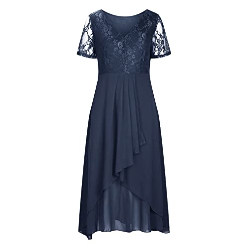 Summer Lace Dress for Women Half Sleeve Chiffon Maxi Dresses Formal Casual A Line Flowy Evening Wedding Guest Dress