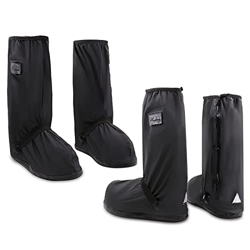 MAGICDESIGN 2 Pair Black Waterproof Shoes Covers, Motorcycle rain Gear for Men, Anti- Snow Rain Boot Covers with Reflector, Suitable for Gardening, Motorcycle, Cycling, Raining Day. X-Large
