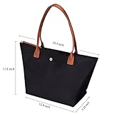 GM LIKKIE Shoulder Tote Bag for Women, Nylon Top-Handle Purse, Foldable Weekend Hobo Handbag (Black2)