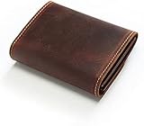 GenSDH Wallet Small Leather Wallet Vintage Short Card Holder Unisex with Zipper Coin Purses for Coins and Cards Tear-Resistant,Brown,9x10.2cm