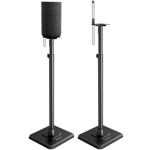 Perlegear Speaker Stands Pair, 33-42 Inch Height Adjustable Speaker Stands for Small Bookshelf Speakers & Satellite Speakers with Cable Management,13.2 lbs Capacity, PGSS12