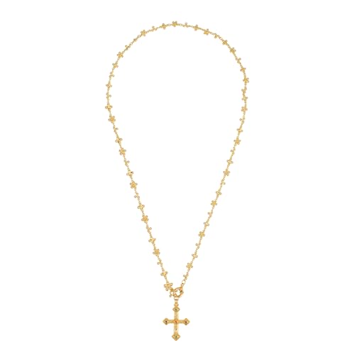 SHANG JIURUI Elegant Gold-tone Cross Necklace for Women- Lightweight Religious Jewelry - adjustable 66cm Chain