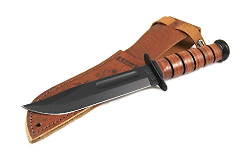 Ka-Bar 1220 US Army Straight Edge Fighting/Utility Knife with Leather Sheath , Beige, 7" Blade