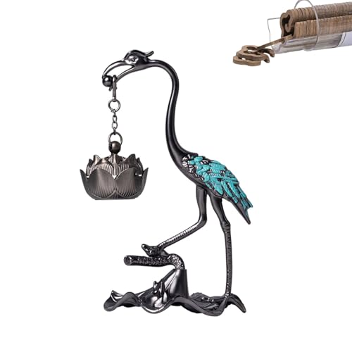 Lotus Crane Ornaments & Aromatherapy Diffuser, Metal Crane Shape Incense Burner with 42 Scented Tablets, for Relaxing and Soothing (Style A)