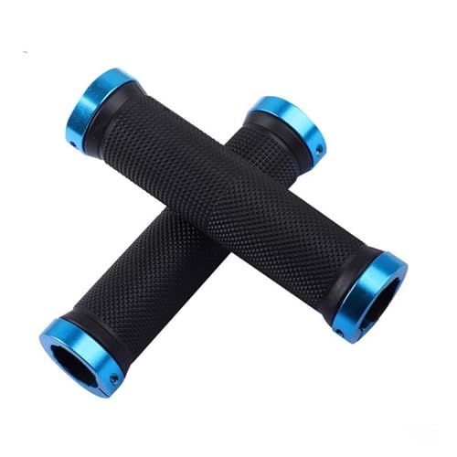 Motorcycle Grips Rubber MTB Grips Alloy Cuffs Bilateral Lock Bicycle Handle Grip Anti Skid Cycling Handlebar Sleeve Bike Accessories Handlebar Grips(Blue)