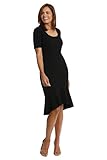 London Times Versatile Scoop Neck High-Low Flounce Hem Womens Dresses, Black