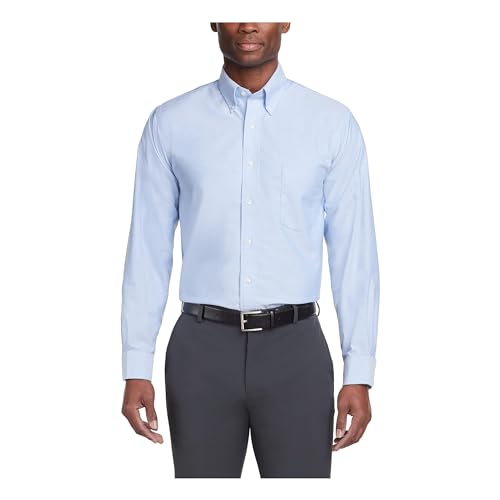 Van Heusen Men's Dress Shirt Regular Fit Oxford Solid, Blue, 15.5"-16" Neck 33"-34" Sleeve