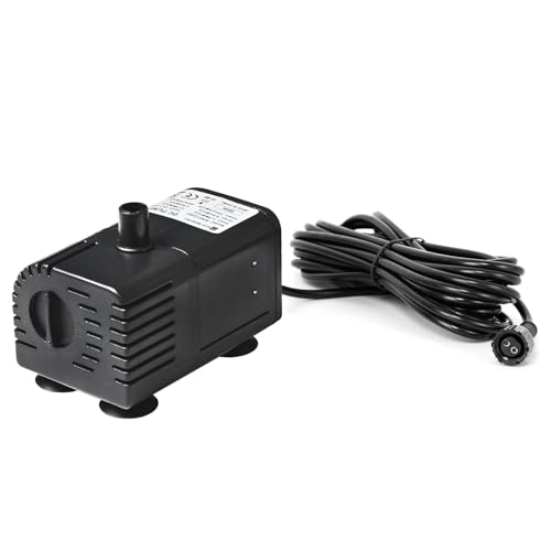 ECO-WORTHY 216 GPH Solar Powered Water Fountain Pump Upgraded Dry-run Protection Brushless Submersible Pump 12V-24V DC with 16.4ft(5M) Power Cord, 7.8 ft High Lift，2Nozzles for Pond, Aquarium
