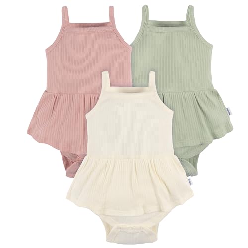 Gerber Baby Girls' Sleeveless Skirted Onesies Bodysuit, Antique White, 3-6M