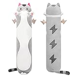 Mewaii Long Cat Plush 5 Sizes, 120% Extra Filling Giant Plushness Kids Body Pillow, Kawaii Cute Grey Cat Stuffed Animals Plushies, Big Long Body Pillow Cat Plush Gift for Girls 53”