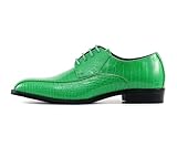 Amali Harvey Mens Dress Exotic Shoes Croco and EEL Lace up Oxford Formal Shoe for Men - Green, Size 11