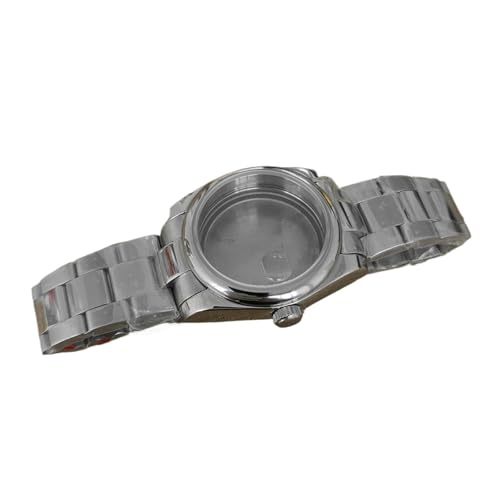 Hong 36mm Stainless Steel Oyster Type Watch Case for NH35 NH36 Movement - R Side Light Band Compatible(Rside-bluetreasuremagnifyingglass-densebottom,36MM)