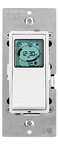 Leviton Decora Programmable and Astronomical Timer Switch for Lights and Motor Loads, Neutral Wire Required, Single Pole or 3-Way, VPT24-1PZ, White with Ivory and Light Almond Faceplates