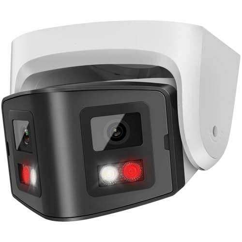 PANOEAGLE 4MP Dual Lens PoE IP Camera Outdoor with 170° Panoramic Wide Angle,Full Color& IR Night Vision,Human/Vehicle Detection,Two-Way Talk, Micro SD Card Slot, IP67, WDR