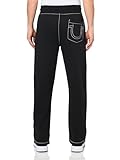 True Religion Men's Big T Cross Stitch Straight Sweatpant, Jet Black