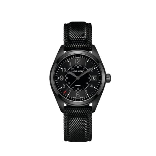 Hamilton Watch Khaki Field Quartz | Swiss Made | 40mm Stainless Steel Case | Black Dial Analog Watch | Black Rubber Strap (Model: H68401735)