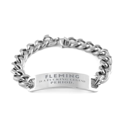 Funny Fleming Bracelet Gifts, Retirement Fleming Is A Fucking Legend. Period. Christmas Gifts for Fleming Cuban Chain Bracelet Name gifts for Fleming Friend Coworker Colleague Birthday Gifts for