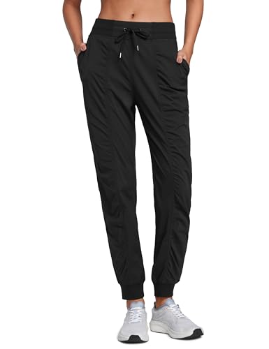 CRZ YOGA Lightweight Workout Joggers for Women 28.5" High Waisted Outdoor Running Casual Track Pants with Pockets Black Medium