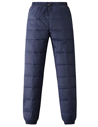Gihuo Snow Pants Womens Winter Windproof Down Pants Warm Outdoor Ski Pants Padded Loose Ultralight Warm Trousers(Navy, X-Small)