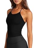 LASLULU Womens Sports Bra Workout Tank Tops Longline Padded Medium Support Running Gym Camis Crop Tank Tops with Built in Bras(Black X-Large)