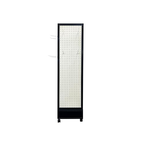 Viskmdi Four-Sided Rotating Pegboard Display Stand for Craft and Retail Use, MDF and Aluminum Alloy, Black