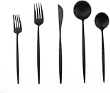 Gugrida 20-Piece 18/10 Stainless Steel Flatware Silverware, Luxury Dinnerware Set Travel Cutlery Tableware Include Knife Fork Spoon Service for 4,Healthy & Eco-Friendly Dishwasher Safe (Black Matte)