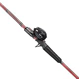 Ugly Stik 7’ Carbon Baitcast Fishing Rod and Reel Casting Combo, Graphite with Graphite Tip Design, 7’ 1-Piece Fast Action Rod, Black/Red