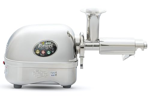 Angel Juicer AG-8500 Stainless Steel Premium Cold Press Slow Juicing Machine, SUS-316 Surgical Grade, Anti-Jamming Auto-Reverse Function, 3HP, 82RPM