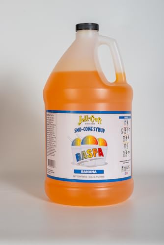 Jell-Craft La Raspa Banana Snow Cone Syrup, 1 Gallon - Great for frozen drinks, punch, slushie, snow cones, ice cream topping or aguas frescas