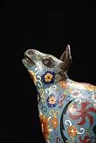 Lanxingongyipin 11" Tibetan Temple Collection Old Bronze Cloisonn Enamel Lotus Pattern Struggling Bull Cow Statue Cattle Amass Wealth Ornaments