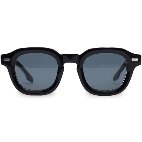 KIAURA NEUTRA Premium UV400 Polarized Sunglasses - Shape Memory Acetate Frames, Scratch-Resistant Lenses, Flexible Spring Hinges - Black Crystal