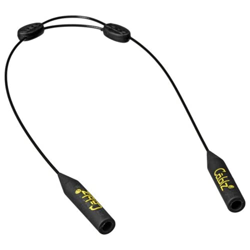 Cablz Zipz Adjustable Eyewear Retainer | Adjustable, Lightweight, Low Profile, Off-The-Neck Eyewear Retainer Strap | Black | 14" w/Regular Tip