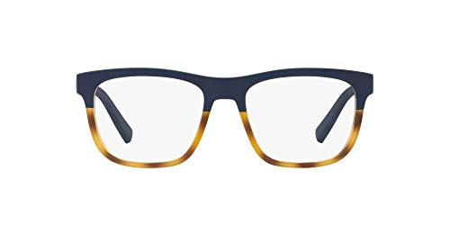 A|X ARMANI EXCHANGE Men's AX3050 Square Prescription Eyeglass Frames, Matte Havana/Matte Blue/Demo Lens, 53 mm
