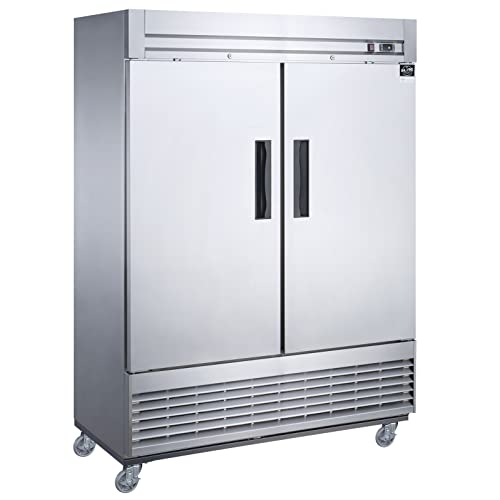 Commercial Upright Reach-in Freezer, ETL 2 doors Auto-Defrost, 55" W 40.7 cu. ft. Bottom Mounted, stainless steel for Restaurant Kitchen Home Bar Shop -8°F 13781