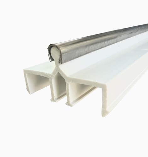 KC Hardware Old Style Sliding Glass Door Track Double Panel Track, Sliding Door Bottom Track, Screen Door Track Repair Rail - White- 72 Inch