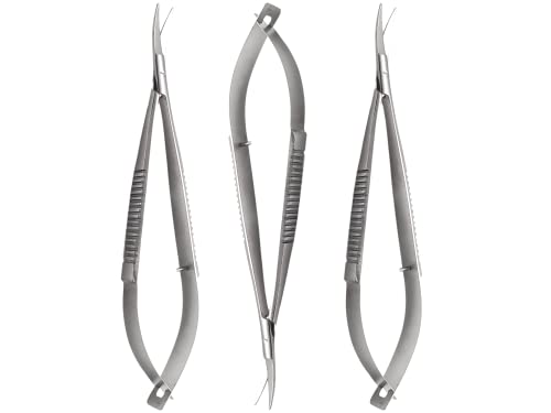 ARTMAN INSTRUMENTS Micro Castroviejo Scissors 5.5" Curved – Set of 3, Micro Stitch & Thread Cutting, Embroidery, Spring Action, Extra Sharp, Squeezable Surgical Scissors for Dental, ENT