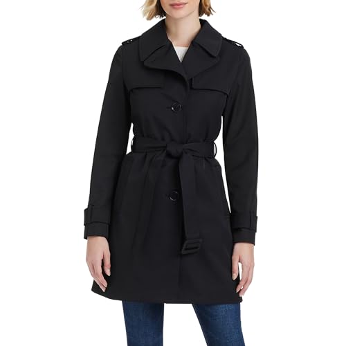 Kate Spade New York Women's Pleated Back Trench Coat, Black