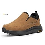 FitVille Men's Wide Hiking Shoes for Men Slip on Loafers Go Walking Shoes Trekking Trails Sneakers with Arch Support (11 Wide, Dune Brown)