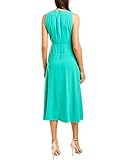 Donna Morgan Women's Stretch Lightweight Crepe Asymmetrical Hem Contrast Stitched Midi Dress, Bright Jade, 6