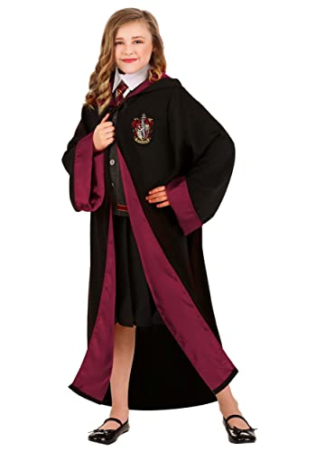 Deluxe Harry Potter Hermione Granger Costume for Kids, Hermione Gryffindor Robe, Hooded Wizard Robe Outfit L