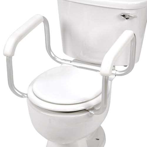 DMI Toilet Safety Rails Toilet Handles for The Elderly Toilet Safety Handrails Frame Easy Assembly with no Tools, White