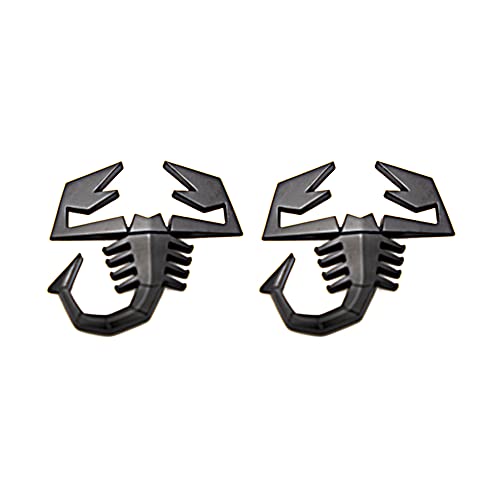 2 PCS 3D Scorpion Emblem Badge Car Side/Rear/Front Decorations Metal Sticker Decals Logo (Black)