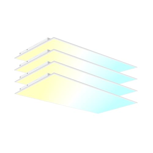 YPII 4 Pack 2x4 LED Flat Panel Light LED Drop Ceiling Light Fixture, 5 CCT 3000K-6500K Adjustable & 5 Wattage 30-72W Selectable Recessed Back-Lit Fixture for Office, ETL Listed